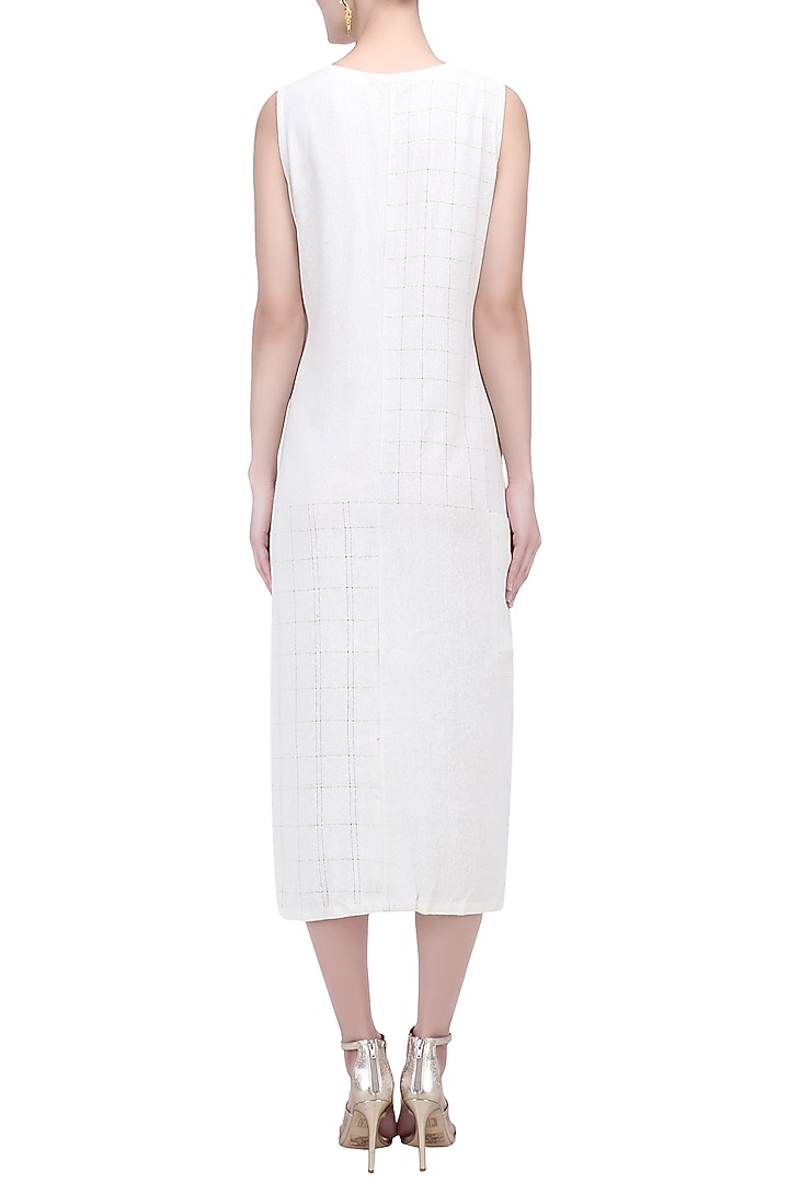 Off white textured tunic dress available only at Pernia's Pop Up Shop.