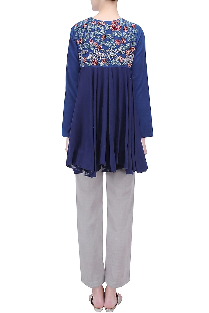 Berry blue thread embroidered jacket available only at Pernia's Pop Up Shop.
