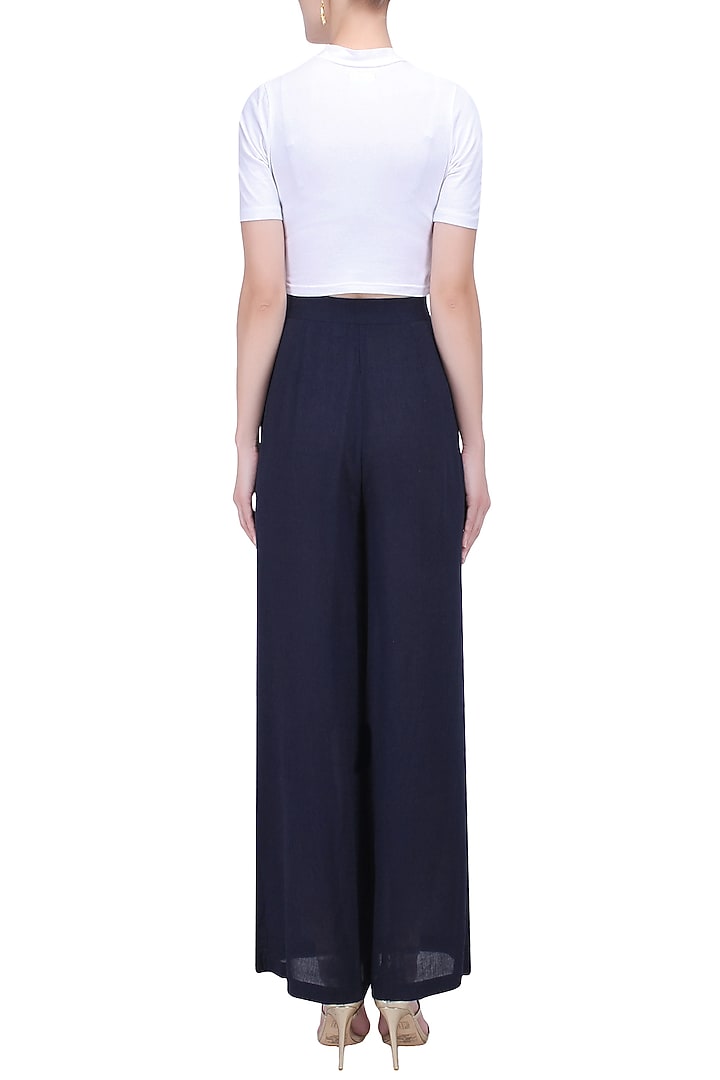 Berry blue art silk trouser pants available only at Pernia's Pop Up Shop.