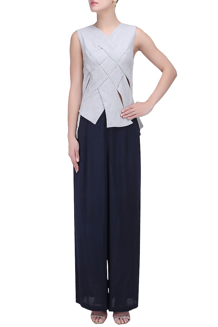 Agean grey crossover detail top available only at Pernia's Pop Up Shop.