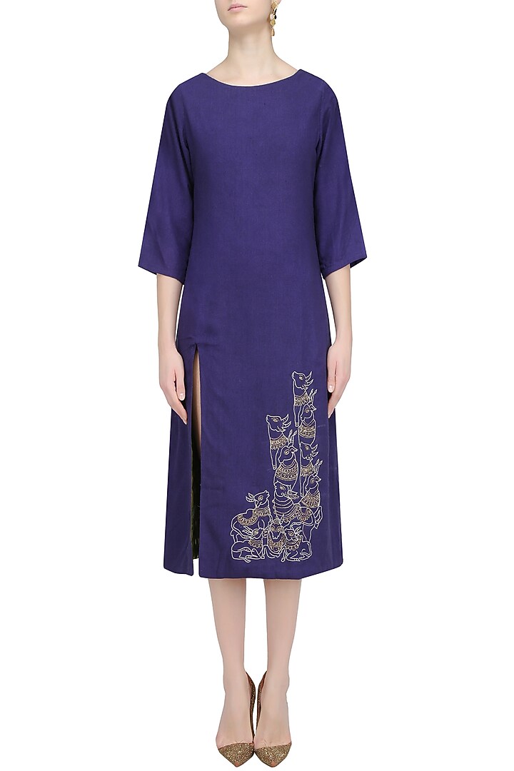 Blue embroidered long tunic available only at Pernia's Pop Up Shop.
