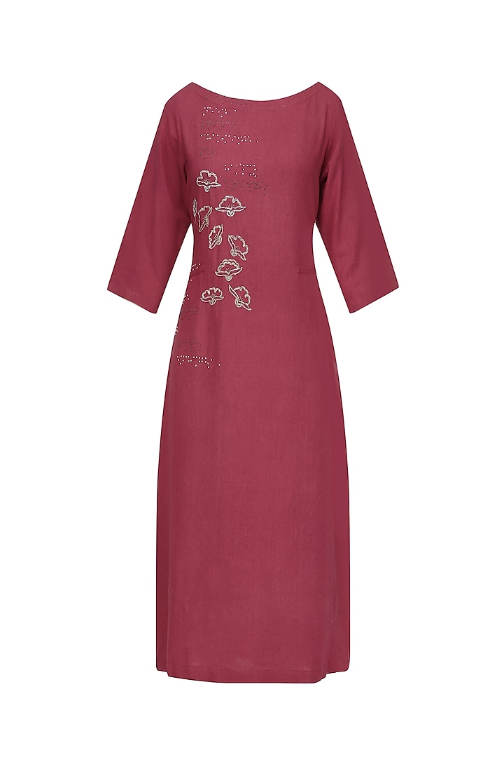 Rose Pink Brick Embroidered Dress by Ekadi