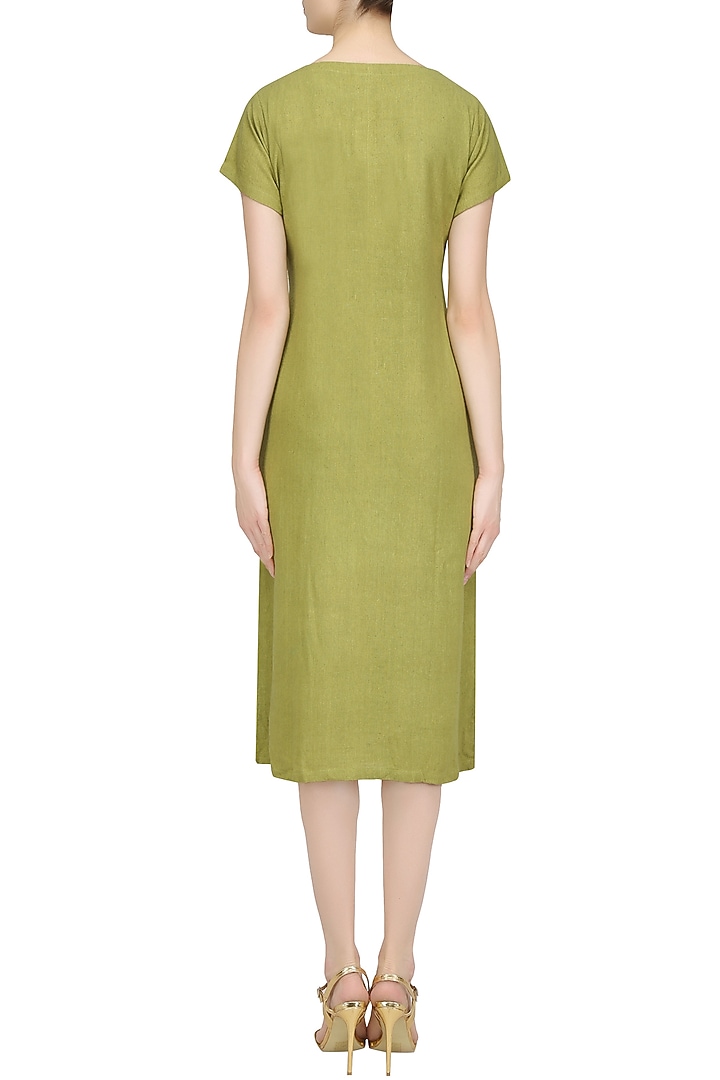 Leaf green embroidered tunic dress available only at Pernia's Pop Up Shop.