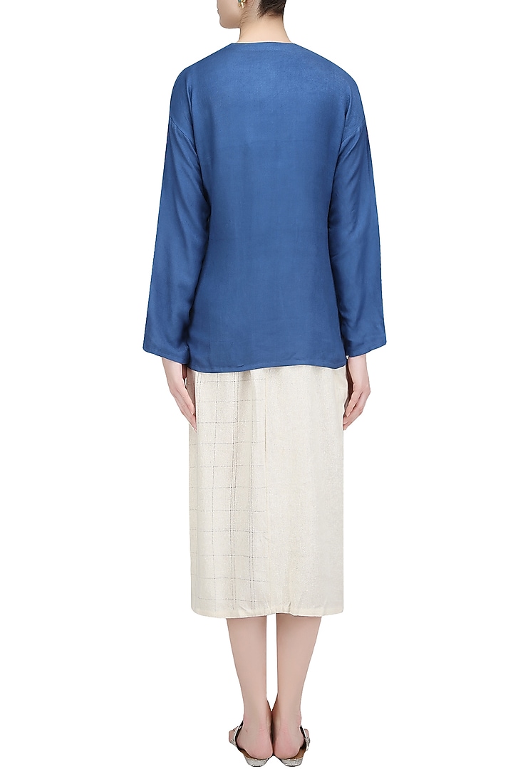 Blue floral embroidered jacket available only at Pernia's Pop Up Shop.