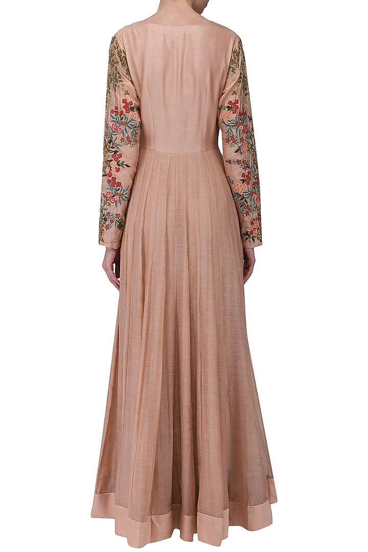 Rose pink embroidered anarkali set available only at Pernia's Pop Up Shop.
