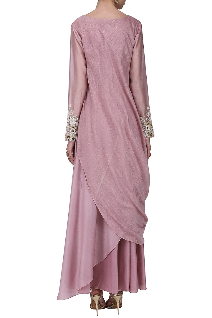 Lilac embroidered drape anarkali gown available only at Pernia's Pop Up Shop.