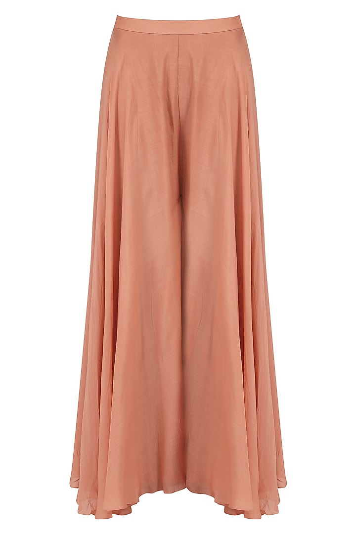 Peach embroidered jacket with kurta and sharara pants available only at Pernia's Pop Up Shop.