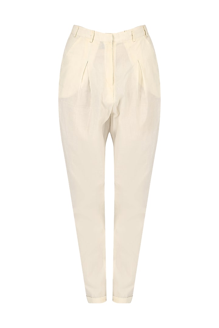 Off white embroidered Gown with pants available only at Pernia's Pop Up Shop.