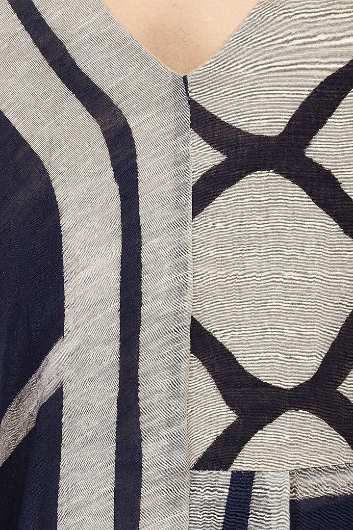 Beige and navy drape dress available only at Pernia's Pop Up Shop.