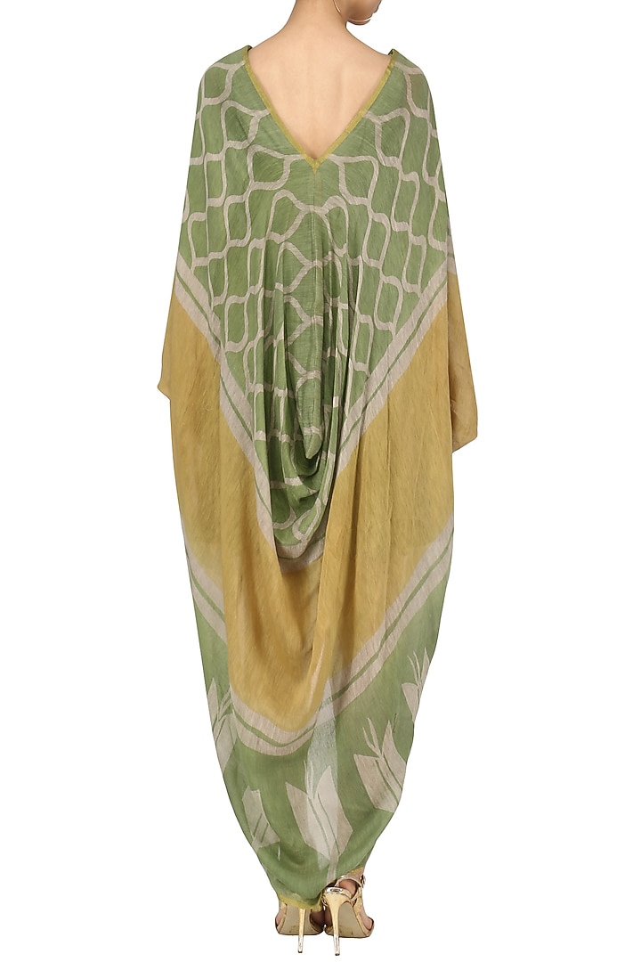 Sap and mustrad Drape dress available only at Pernia's Pop Up Shop.