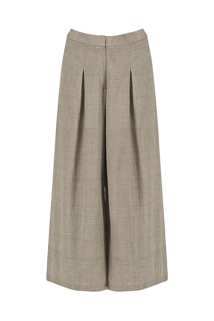 Off white Balloon top with box pleated khadi pants available only at Pernia's Pop Up Shop.