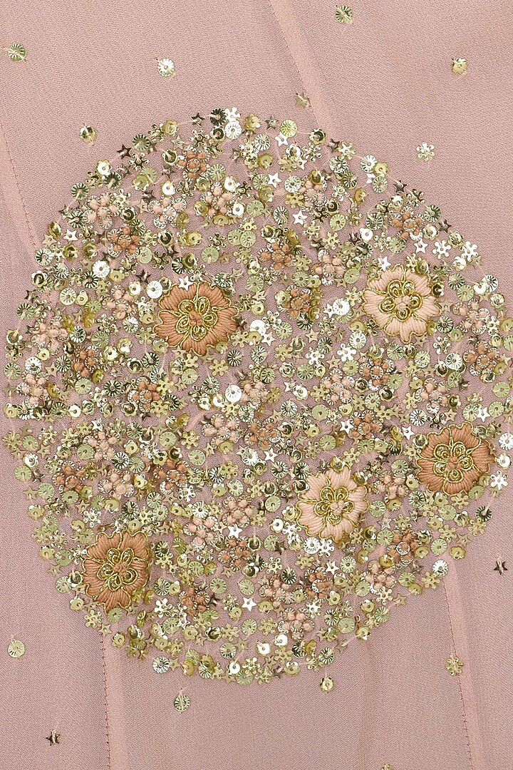 Blush pink embroidered drape gown with embroidered belt available only at Pernia's Pop Up Shop.