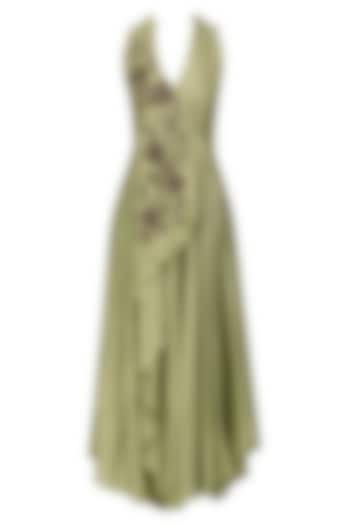 Beige embroidered asymmetric tunic available only at Pernia's Pop Up Shop.