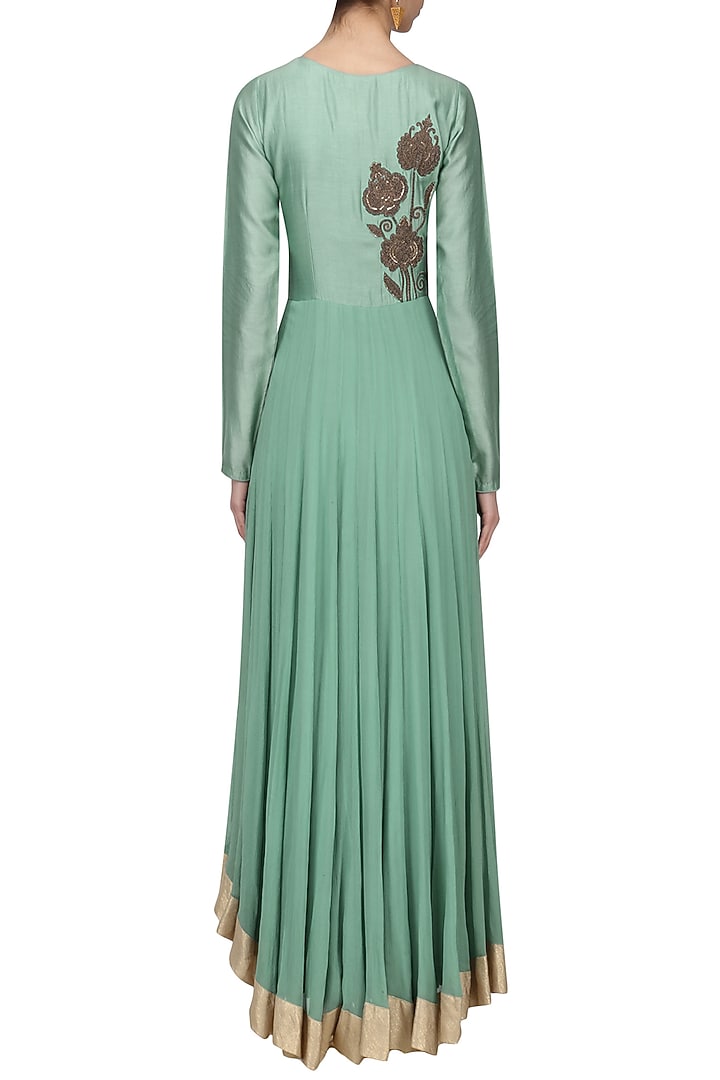 Ash blue floral embroidered asymmetric dress available only at Pernia's Pop Up Shop.