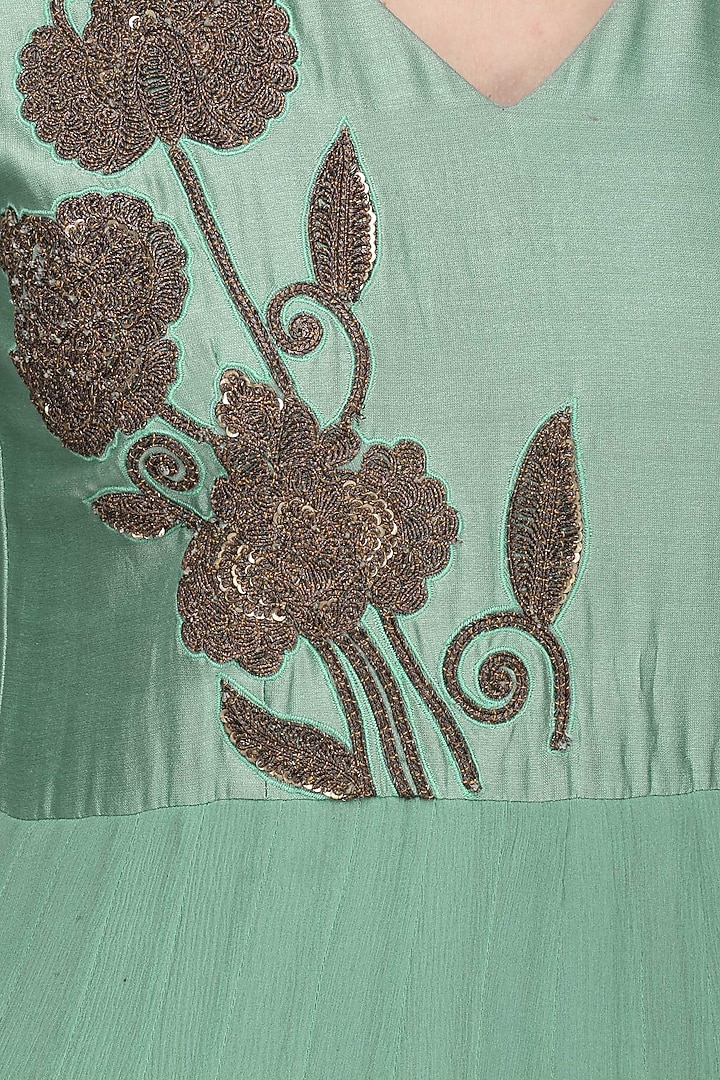 Ash blue floral embroidered asymmetric dress available only at Pernia's Pop Up Shop.