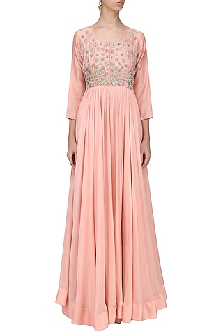 Pink Embroidered Anarkali Set by Ekru by Ekta and Ruchira