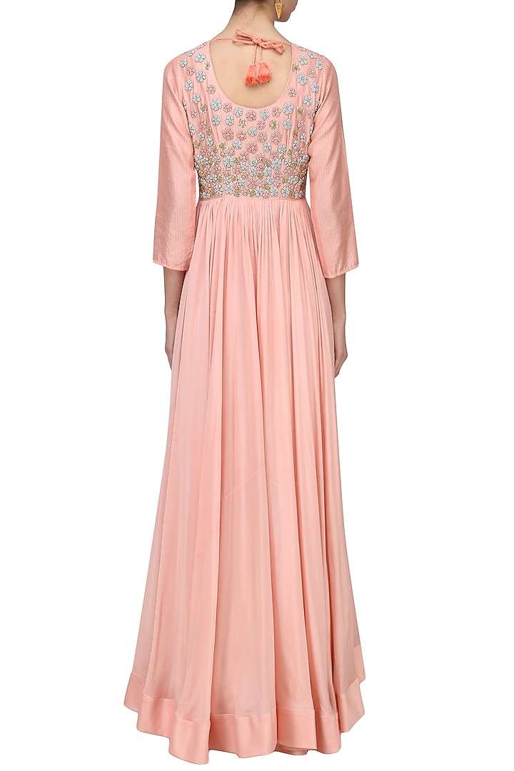 Pink embroidered anarkali set available only at Pernia's Pop Up Shop.