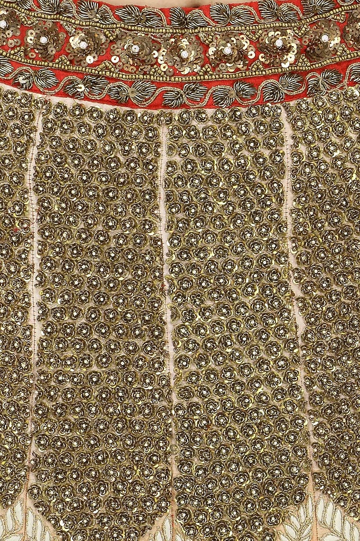 Red shaded embroidered lehenga set available only at Pernia's Pop Up Shop.