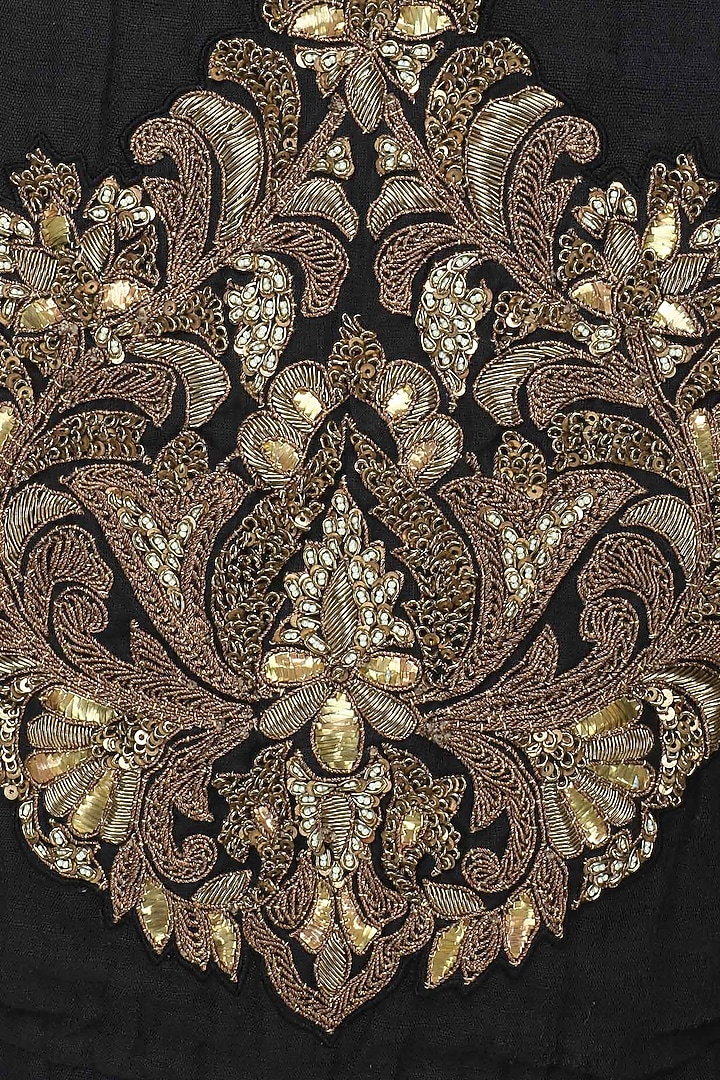 Beige anarkali with black embroidered jacket available only at Pernia's Pop Up Shop.