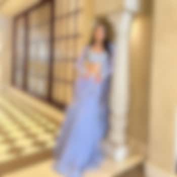 Blue Chiffon Embroidered Wedding Saree Set by AWIGNA BY VARSHA & RITTU at Pernia's Pop Up Shop