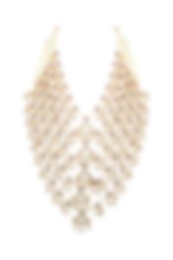 Gold Plated Ruby & Pearl Necklace by EKATHVA JAIPUR
