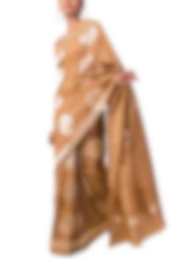 Almond Beige Handwoven Saree Set by Ekaya