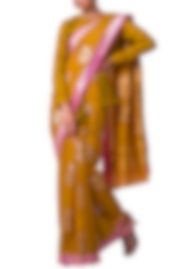 Yellow Handwoven Saree Set by Ekaya