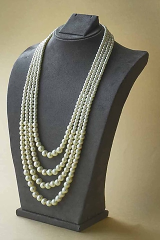 White Finish Freshwater Pearl Layered Necklace by ELAA
