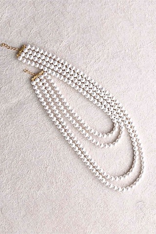 White Finish Freshwater Pearl Layered Necklace by ELAA