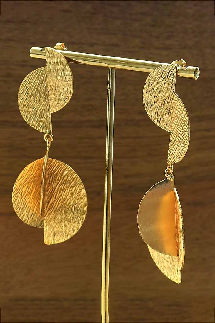 Gold Plated Moon Drop Dangler Earrings by ELAA