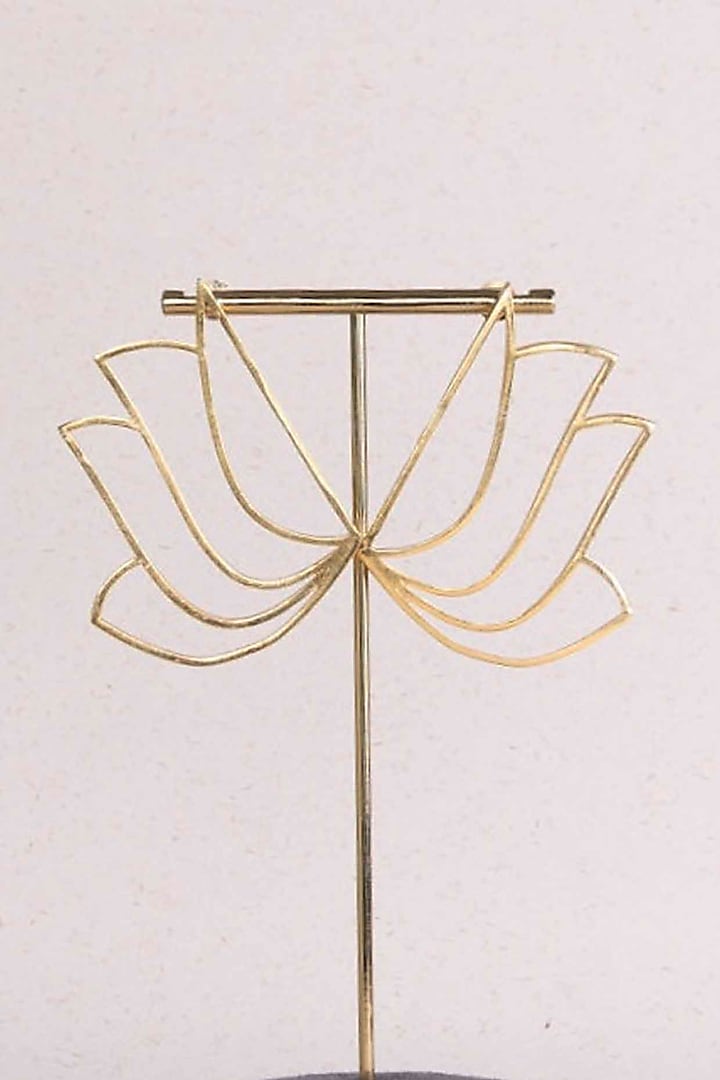 Gold Plated Lotus Dangler Earrings by ELAA