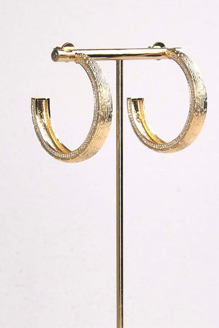 Gold Plated Diamante Hoop Earrings by ELAA