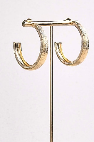 Gold Plated Diamante Hoop Earrings by ELAA