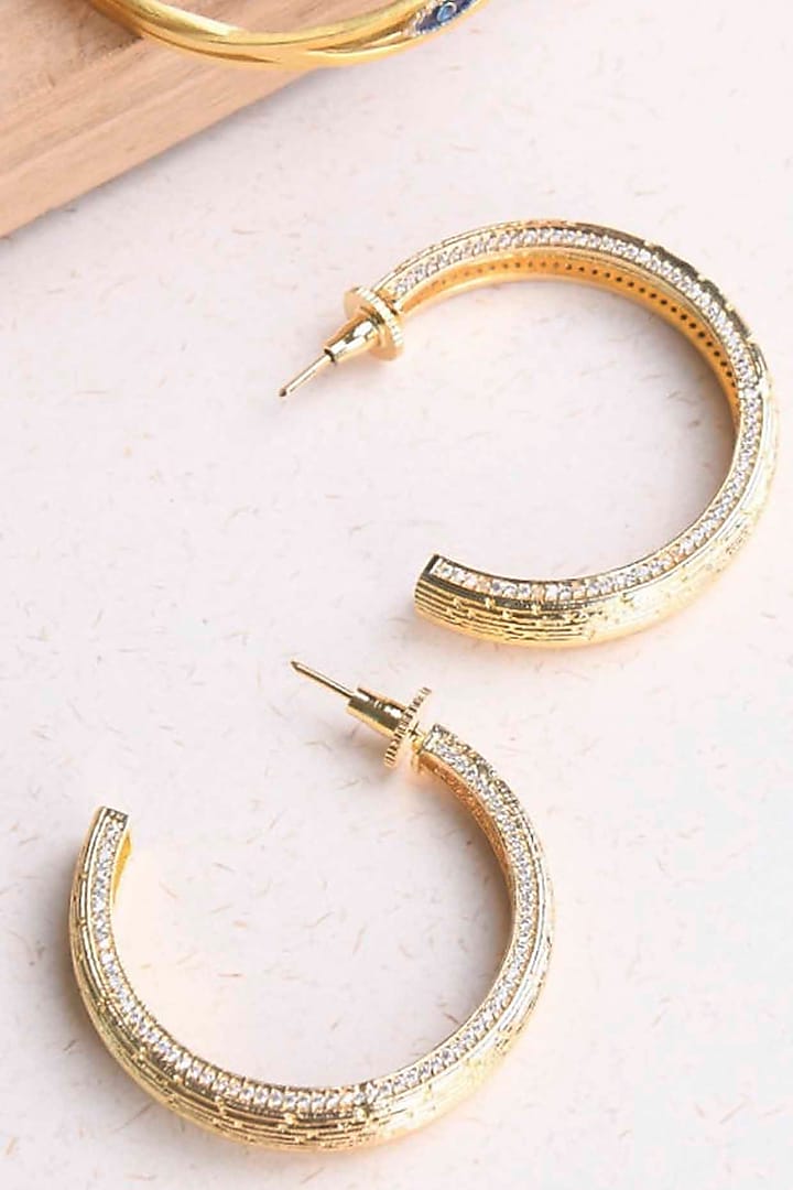 Gold Plated Diamante Hoop Earrings by ELAA at Pernia's Pop Up Shop