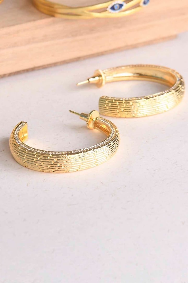 Gold Plated Diamante Hoop Earrings by ELAA at Pernia's Pop Up Shop
