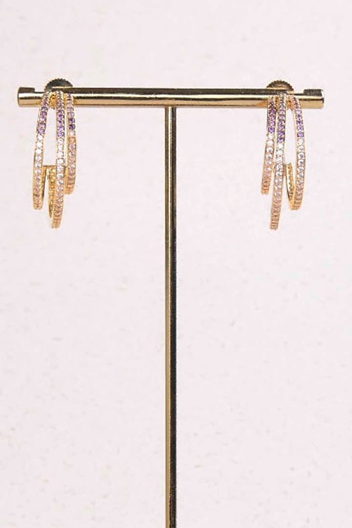 Gold Plated Diamante Hoop Earrings by ELAA