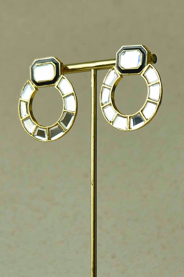 Gold Plated Mirror Stud Earrings by ELAA
