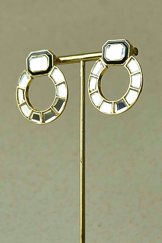 Gold Plated Mirror Stud Earrings by ELAA