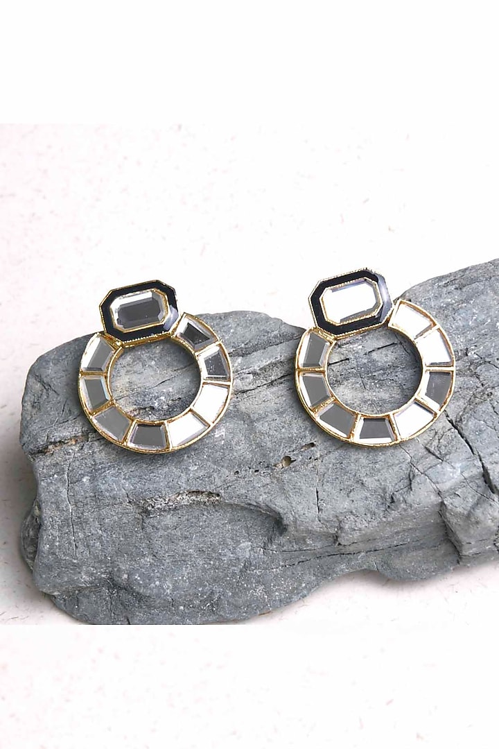 Gold Plated Mirror Stud Earrings by ELAA at Pernia's Pop Up Shop