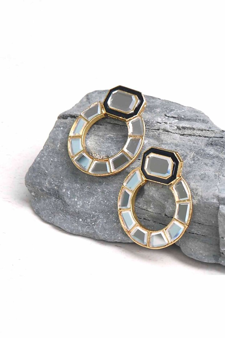 Gold Plated Mirror Stud Earrings by ELAA at Pernia's Pop Up Shop