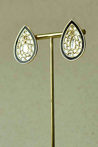 Gold Plated Mirror Stud Earrings by ELAA