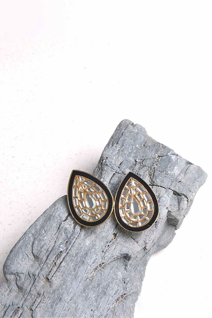 Gold Plated Mirror Stud Earrings by ELAA at Pernia's Pop Up Shop