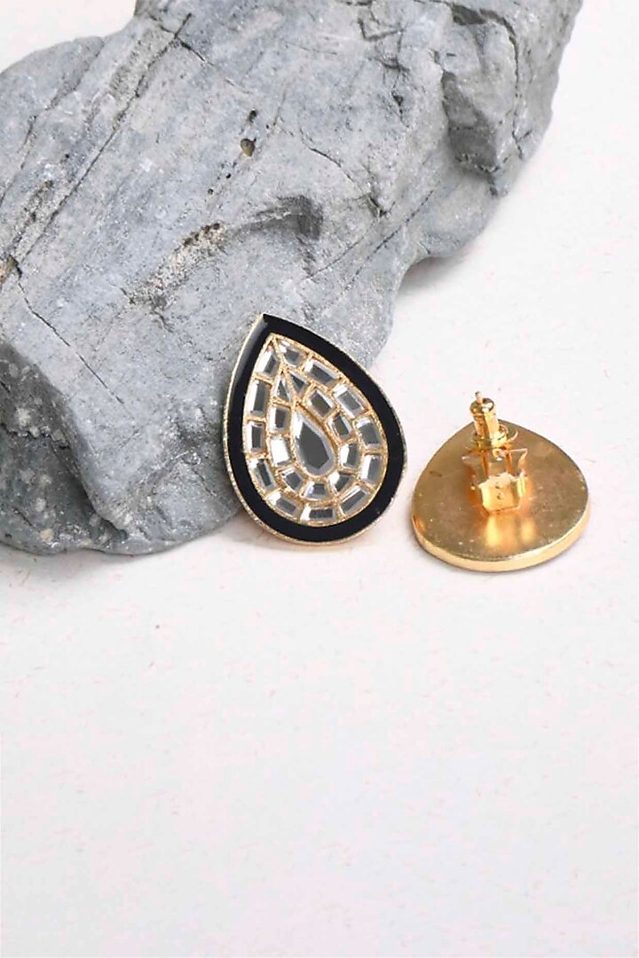 Gold Plated Mirror Stud Earrings by ELAA at Pernia's Pop Up Shop