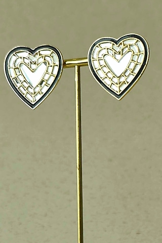 Gold Plated Mirror Stud Earrings by ELAA