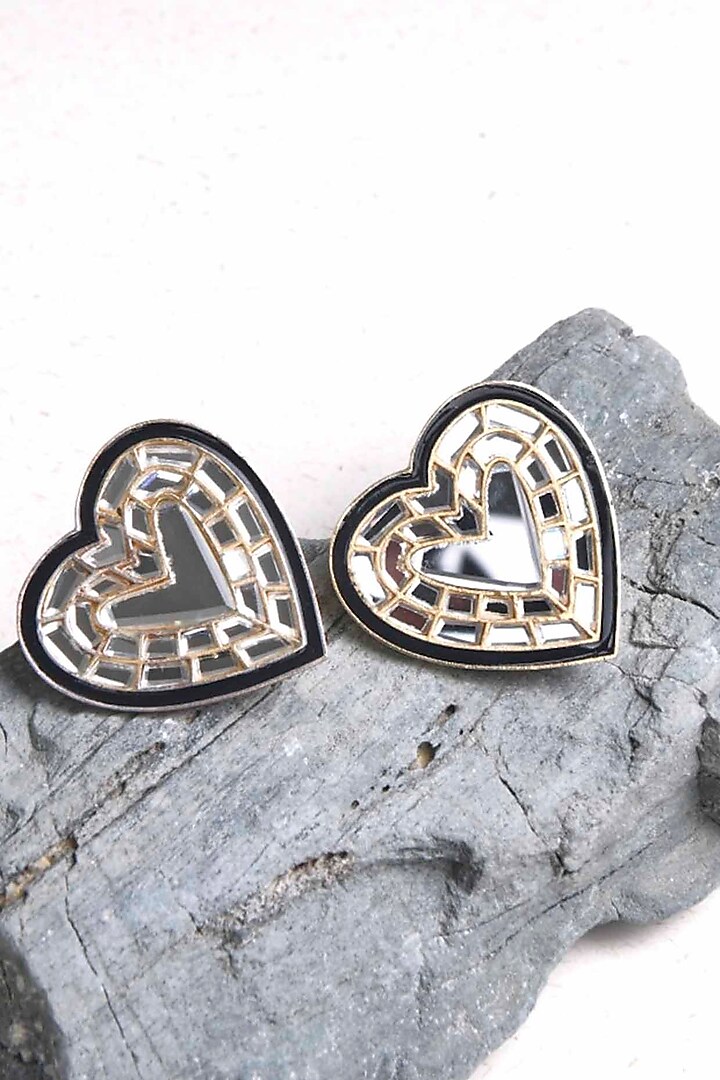 Gold Plated Mirror Stud Earrings by ELAA at Pernia's Pop Up Shop