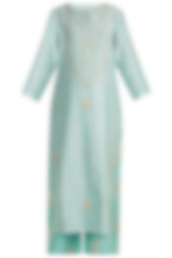 Sky Blue Embroidered Kurta With Palazzo Pants by Label Earthen at Pernia's Pop Up Shop