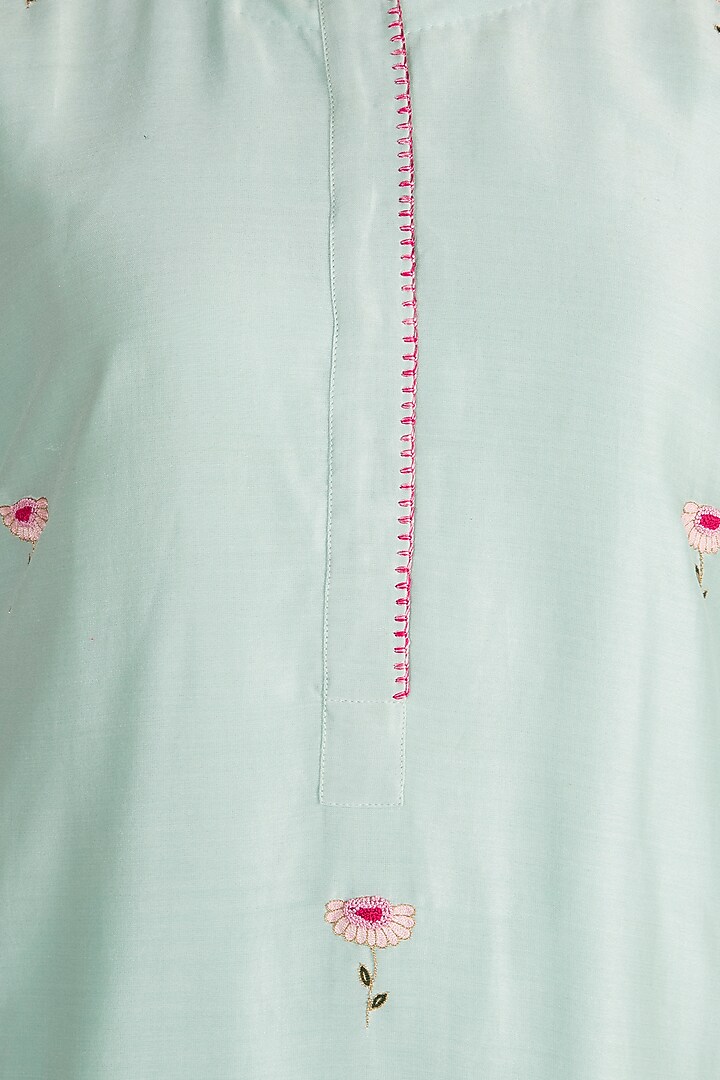 Sky Blue Embroidered Kurta With Palazzo Pants by Label Earthen at Pernia's Pop Up Shop