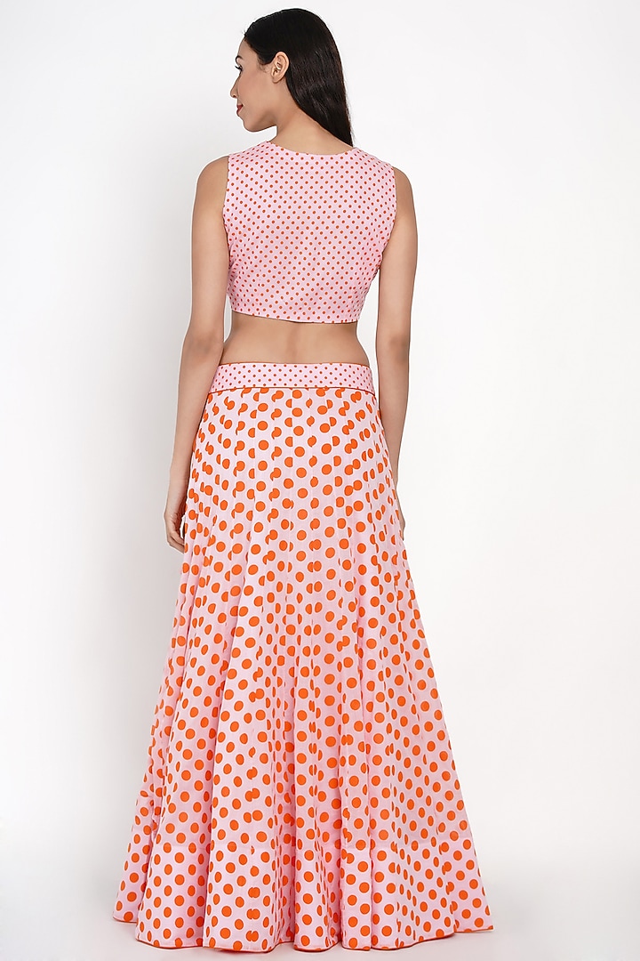 Pink & Orange Printed Lehenga Set by Label Earthen at Pernia's Pop Up Shop