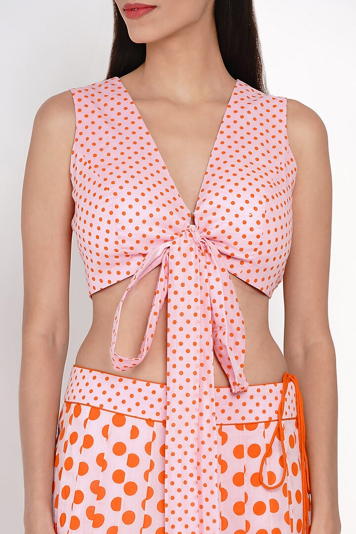 Pink & Orange Printed Lehenga Set by Label Earthen at Pernia's Pop Up Shop