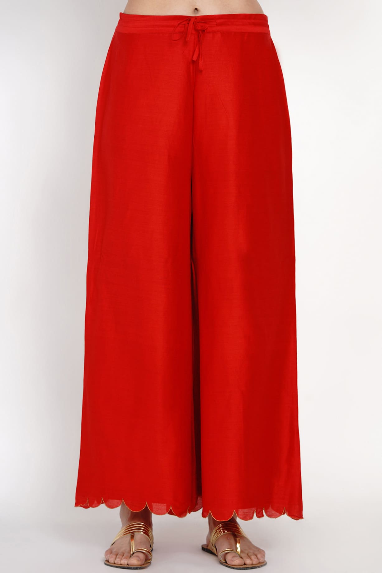 Black And Red Long Embroidered Kurta With Pants